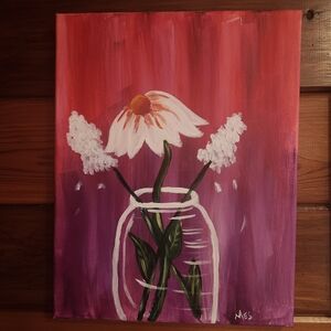 Vibrant Red and Purple Orchid Original Acrylic Painting